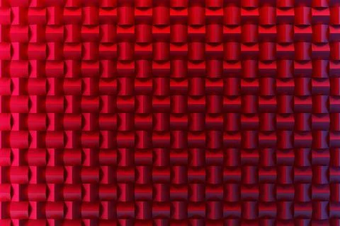 3d illustration of rows of  red polygones. Parallelogram pattern. Technology  스톡 일러스트