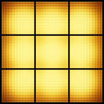 3d illustration of rows of  yellow polygones. Parallelogram pattern. Technolo Stock Illustration