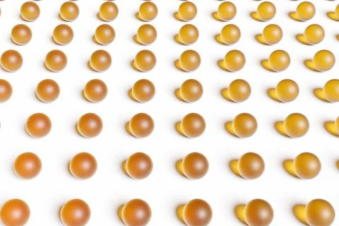 3d illustration of rows of  yellow  round, under a lights .  Shape pattern. T Stock Illustration