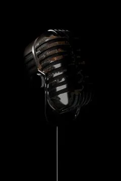 3d illustration rusty microphone on a black Stock Illustration