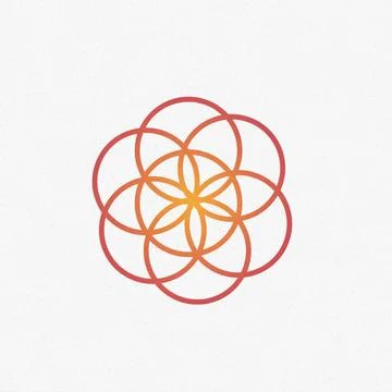 3D illustration of Sacred Geometric Pattern Seed of Life isolated on white .. Stock Illustration