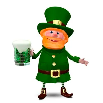 3D Illustration of Saint Patrick with Beer Stock Illustration
