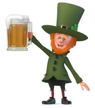 3d illustration Saint Patrick with beer Stock Illustration