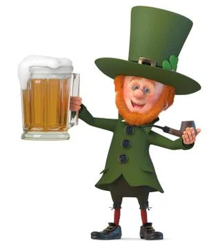 3d illustration Saint Patrick with beer Stock Illustration