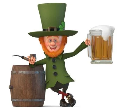 3d illustration Saint Patrick with beer Stock Illustration