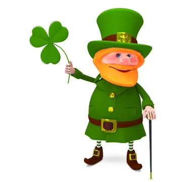 3D Illustration of Saint Patrick with Clover Stock Illustration