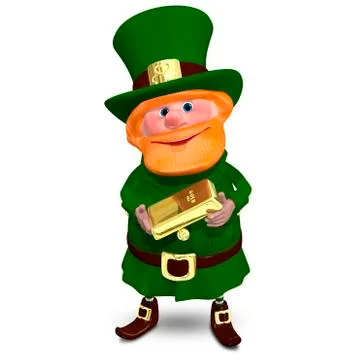3D Illustration of Saint Patrick with Gold Bullion Stock Illustration
