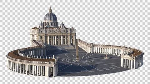 3D illustration of Saint Peter Square and Basilica in Vatican City Illustrazione stock