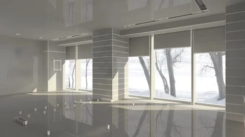 3D-Illustration. Сamera flies  through the room with sun loungers and jacuzzi Stock Footage 45371163