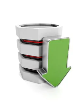 3d illustration: saving the information on your hard disk. hard disk and a gr Illustrazione stock