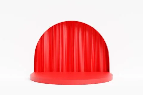 3d illustration of a scene from a circle with red theater curtains from the b Stock Illustration