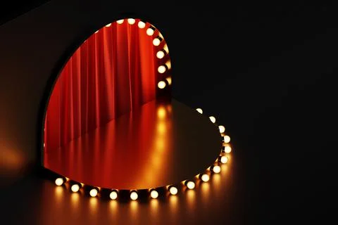 3d illustration of a scene from a circle with red theater curtains from the b Illustrazione stock
