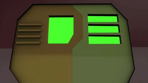 3d illustration - sci fi door opening on green screen Stock Illustration