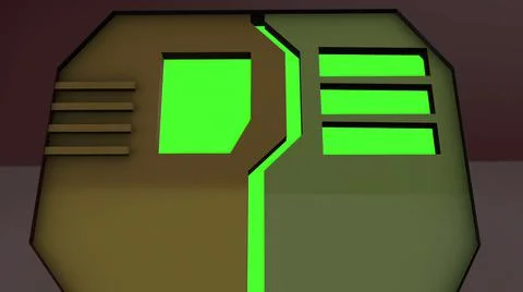 3d illustration - sci fi door opening on green screen Stock Illustration