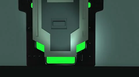 3d illustration - sci fi door opening on green screen Stock Illustration