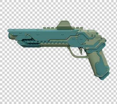 3d illustration of sci-fi futuristic gun weapon, Science fiction hi tech Lase Illustrazione stock