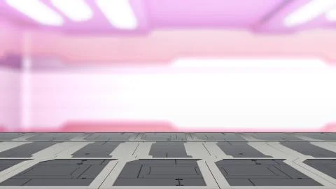 3d illustration of sci fi lab table with Blur sci-fi Background 3d render 库存插图