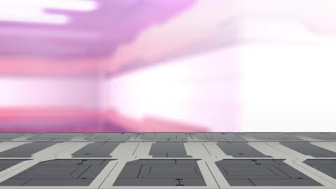 3d illustration of sci fi lab table with Blur sci-fi Background 3d render Иллюстрация