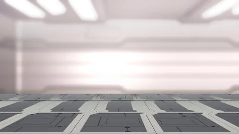 3d illustration of sci fi lab table with Blur sci-fi Background 3d render 库存插图