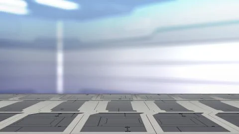 3d illustration of sci fi lab table with Blur sci-fi Background 3d render Illustration