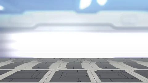 3d illustration of sci fi lab table with Blur sci-fi Background 3d render Иллюстрация