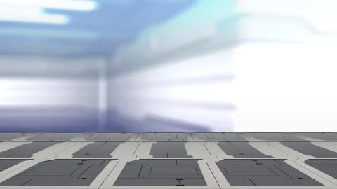 3d illustration of sci fi lab table with Blur sci-fi Background 3d render Illustration