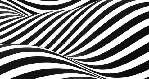 3d illustration Seamless ripple pattern Repetition of black and white floorin Stock Illustration