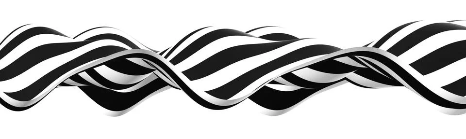 3d illustration Seamless ripple pattern Repetition of black and white floorin Illustrazione stock