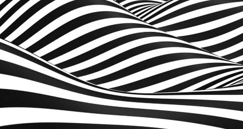3d illustration Seamless ripple pattern Repetition of black and white floorin Stock Illustration