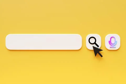 3D illustration, search bar elements design. Search bar with magnifying glass 스톡 일러스트