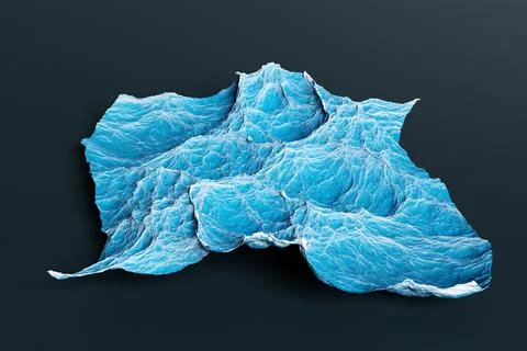 3d illustration of a section of blue deep sea during a storm, top view. Tough Stock Illustration