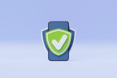 3D  illustration of secure internet connection, smartphone privacy and VPN co Stock Illustration