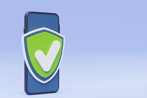 3D  illustration of secure internet connection, smartphone privacy and VPN co Stock Photos