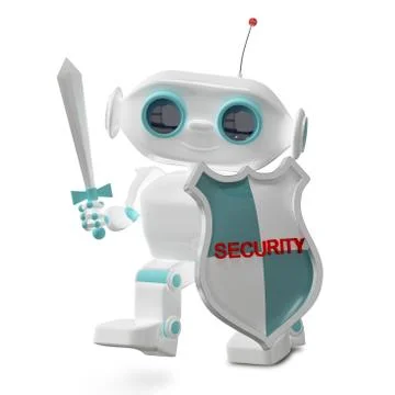 3D Illustration Security Robot Stock Illustration