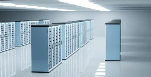 3D illustration with server room Stock Illustration