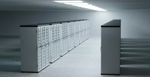 3D illustration with server room Stock Illustration