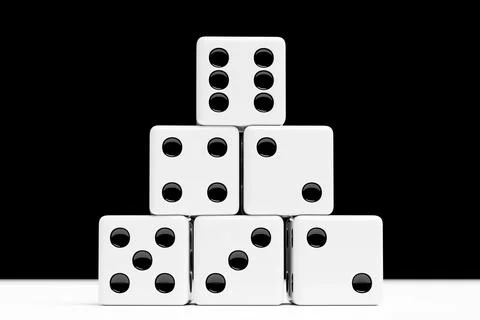 3D illustration set of game dice, isolated on black background. Dice design f イラスト素材