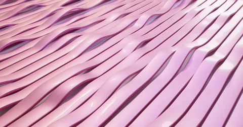3d illustration of several flexible glossy ribbons of rich pink color in mot 스톡 일러스트
