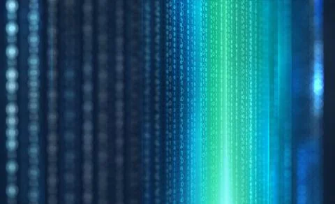 3d illustration of Shallow depth flowing binary code background concept series Stock Illustration