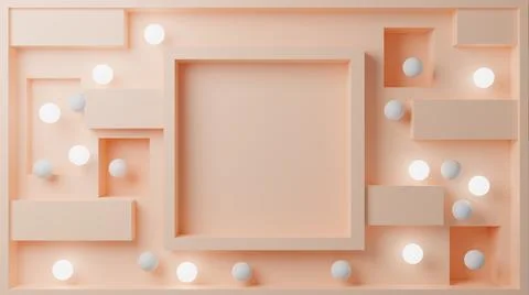 3D illustration of shine spheres bouncing around a frame Stock Illustration