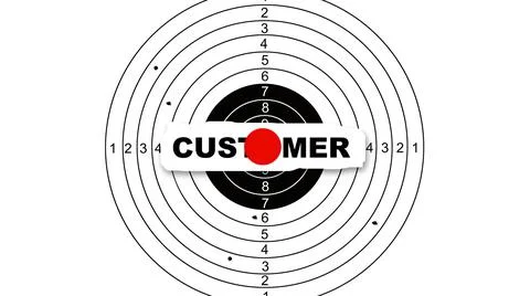 3D illustration -  Shooting target with word customer Stock Illustration
