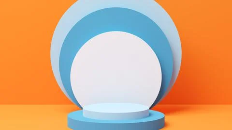 3D Illustration of a showcase platform against orange background Stock Illustration
