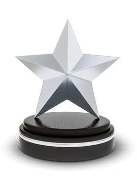 3d illustration of a silver star trophy Stock Illustration