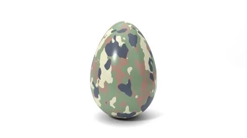 3d illustration of simple easter egg. painted with camouflage paint. Stock Illustration