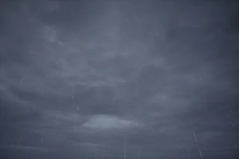 3D illustration of a sky full of clouds and rain. Illustrazione stock