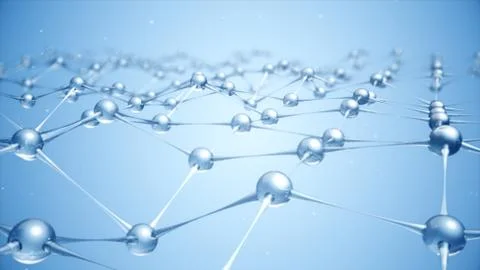 3d illustration slow moving of molecules or network from glass and crystal Stock Illustration