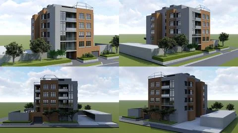 3d illustration. Small functional condominium with its own enclosed area, gar Ilustración de archivo