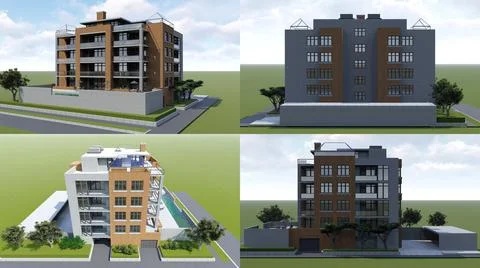 3d illustration. Small functional condominium with its own enclosed area, gar Ilustración de archivo