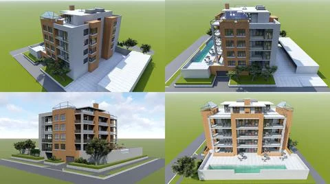 3d illustration. Small functional condominium with its own enclosed area, gar Ilustración de archivo