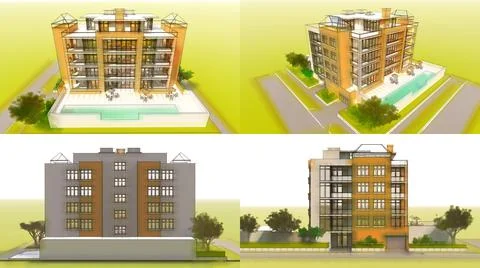 3d illustration. Small functional condominium with its own enclosed area, gar Ilustración de archivo